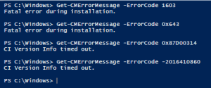 Translating Error Codes for Windows and Configuration Manager