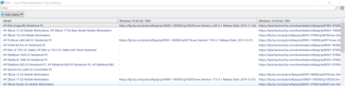 Get HP Driver Pack Info with PowerShell – Web Scraping Method